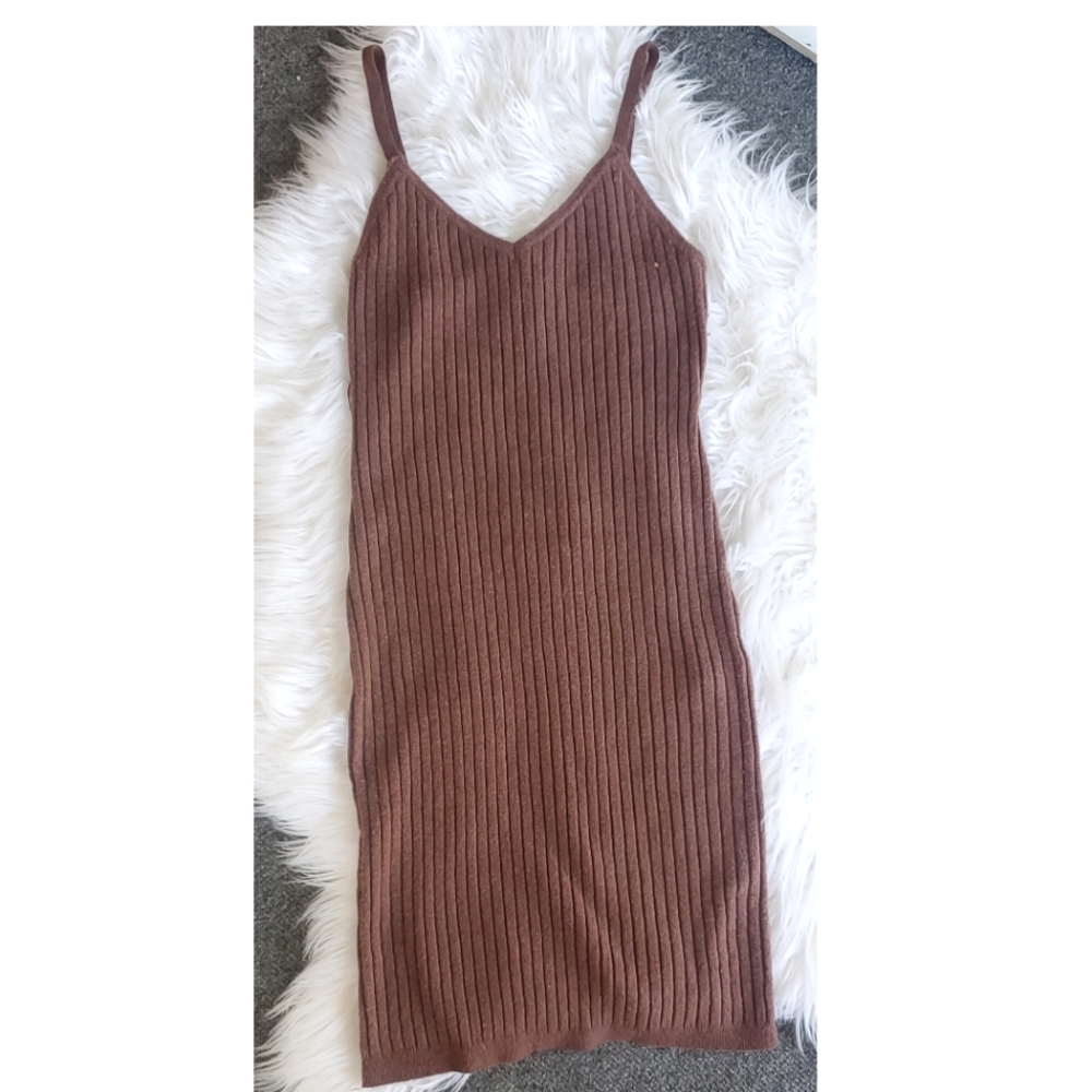 7 for all mankind Ribbed Knit Spaghetti Strap Slip Dress, XS